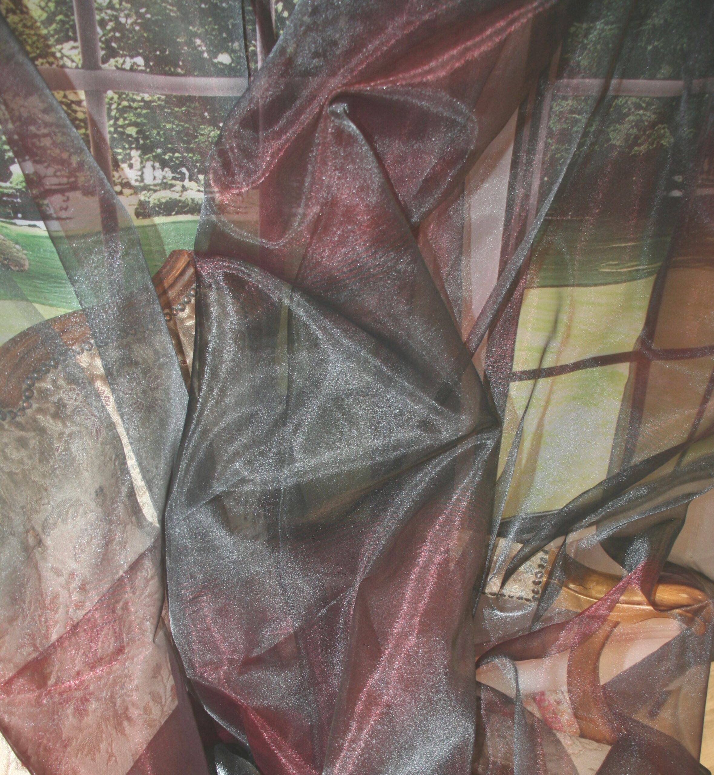 Bordó-fekete organza fényáteresztő függöny - Image 2