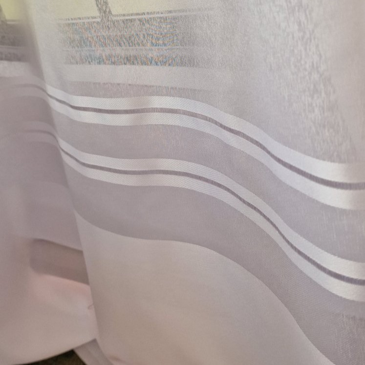 Batiszt, szatén csíkos fehér fényáteresztő függöny - Image 2